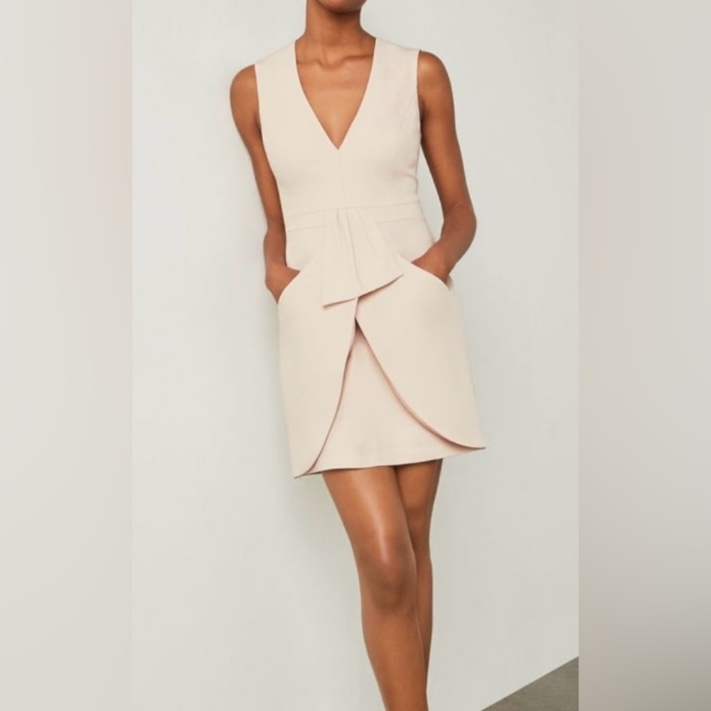 BCBGMaxAzria Claire Sleeveless Draped Skirt Dress in Bare Pink - Picture 2 of 13